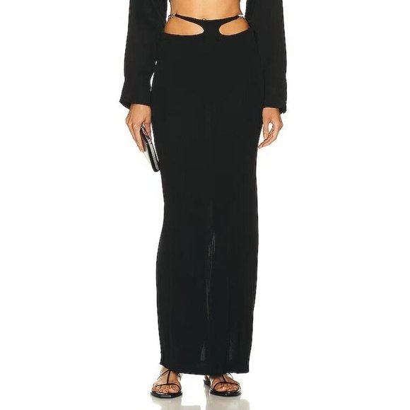 Christopher Esber Double Sculpted Waist Skirt Black Long Jersey - Picture 3 of 6